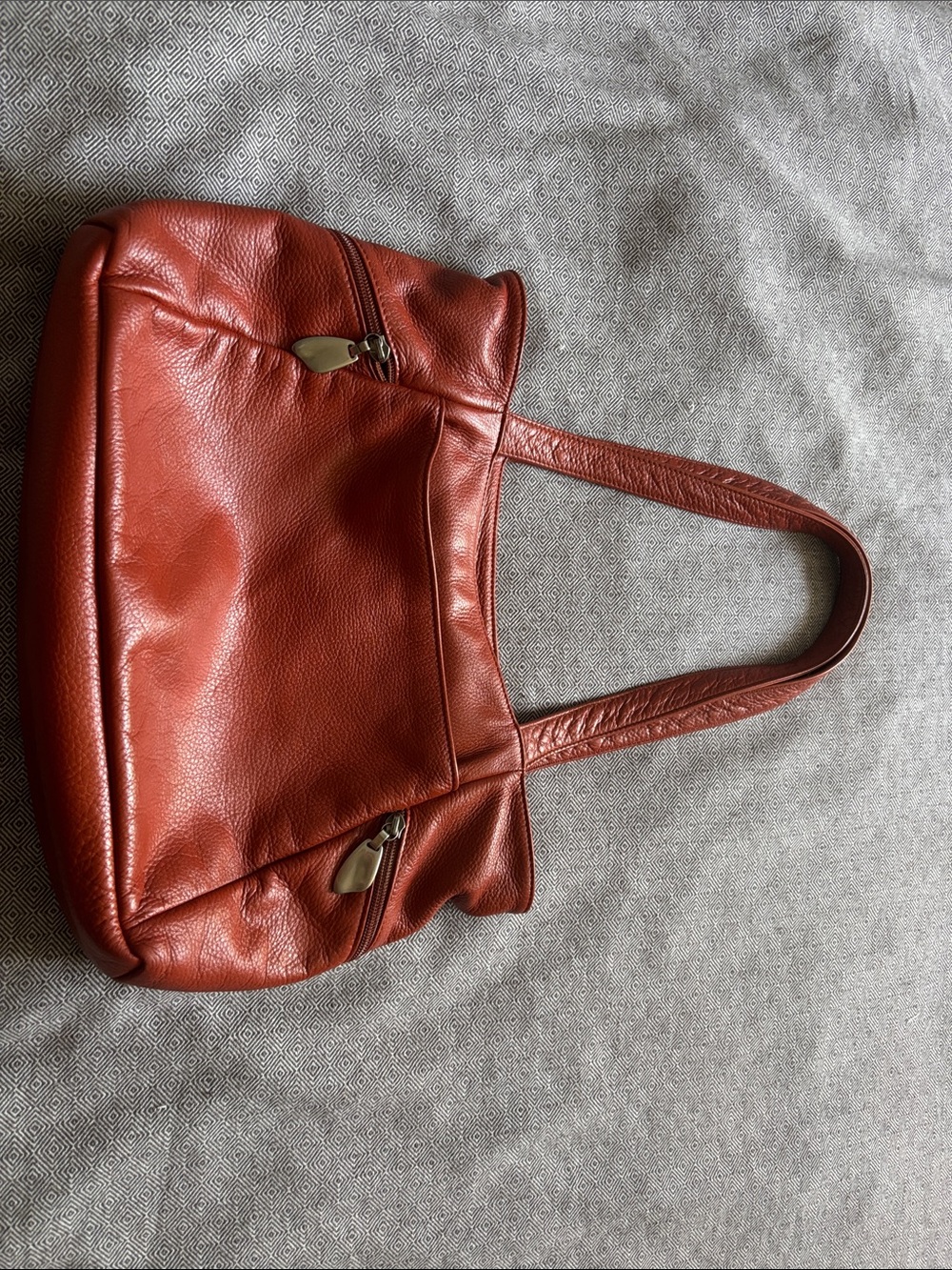 Libaire Leather Shoulder Bag in Rust Red